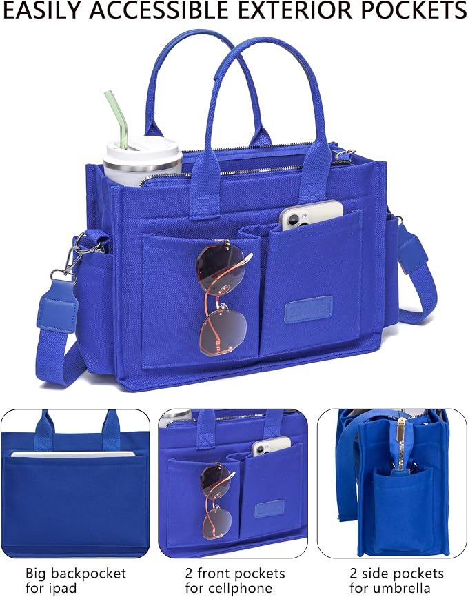 New Upgrade Navy Blue With Compartments and Side Cup Holders
