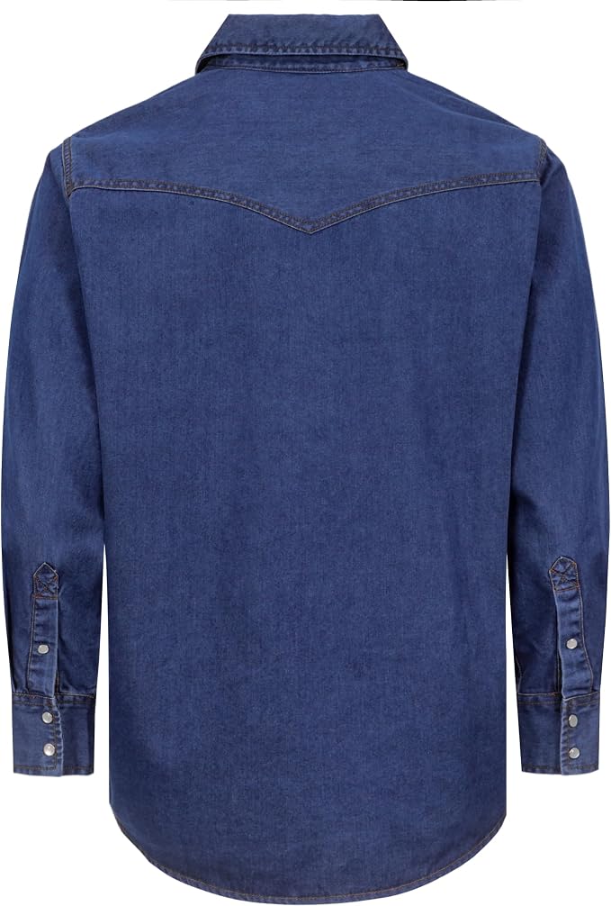 Pearl Snap Denim Dark Blue