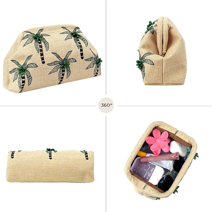 Linen Coconut Tree Embroidered