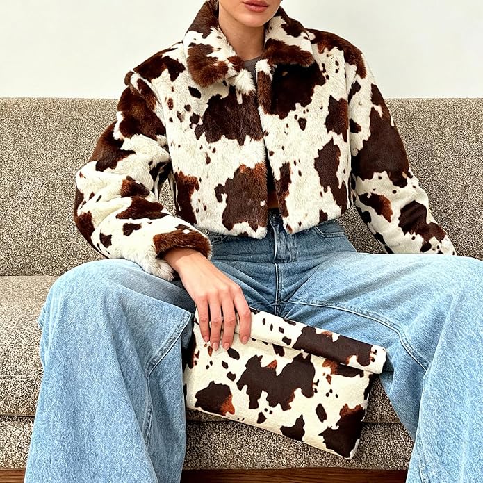 Cow Print Envelope Clutch