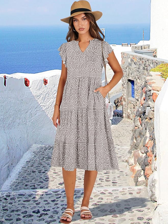 Grey Khaki Polka Dot