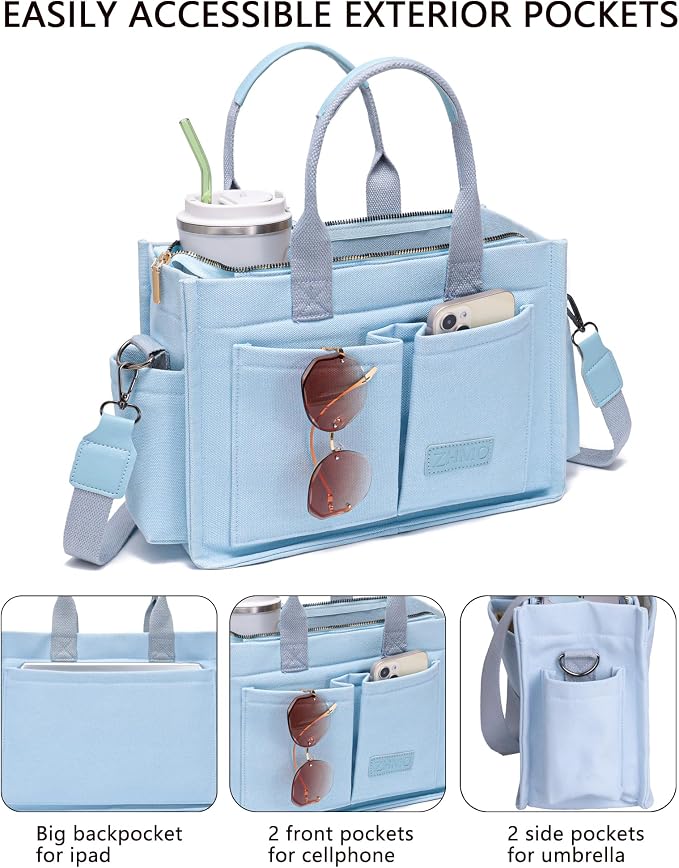 New Upgrade Light Blue With Compartments and Side Cup Holders