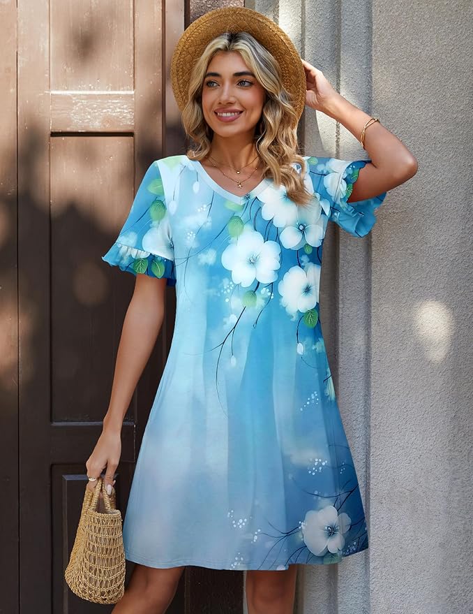 Blue White Floral
