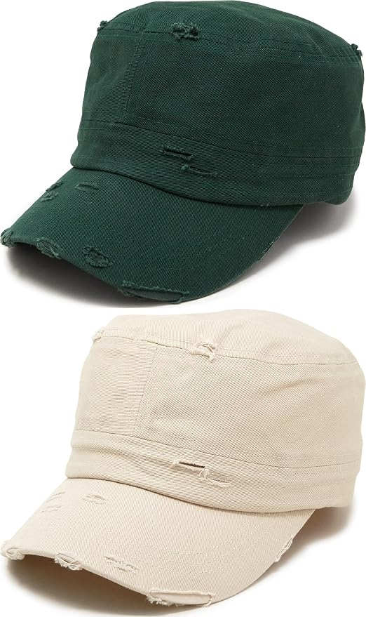 2 Pack - Distressed Hunter Green & Beige