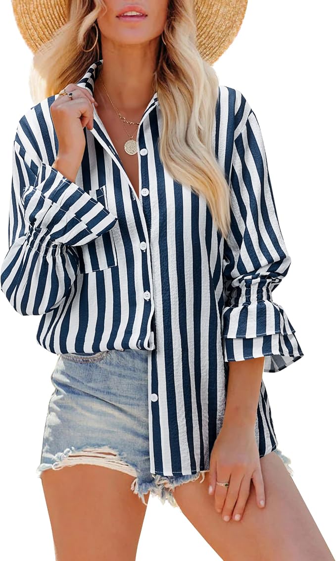 Navy Blue and White Striped