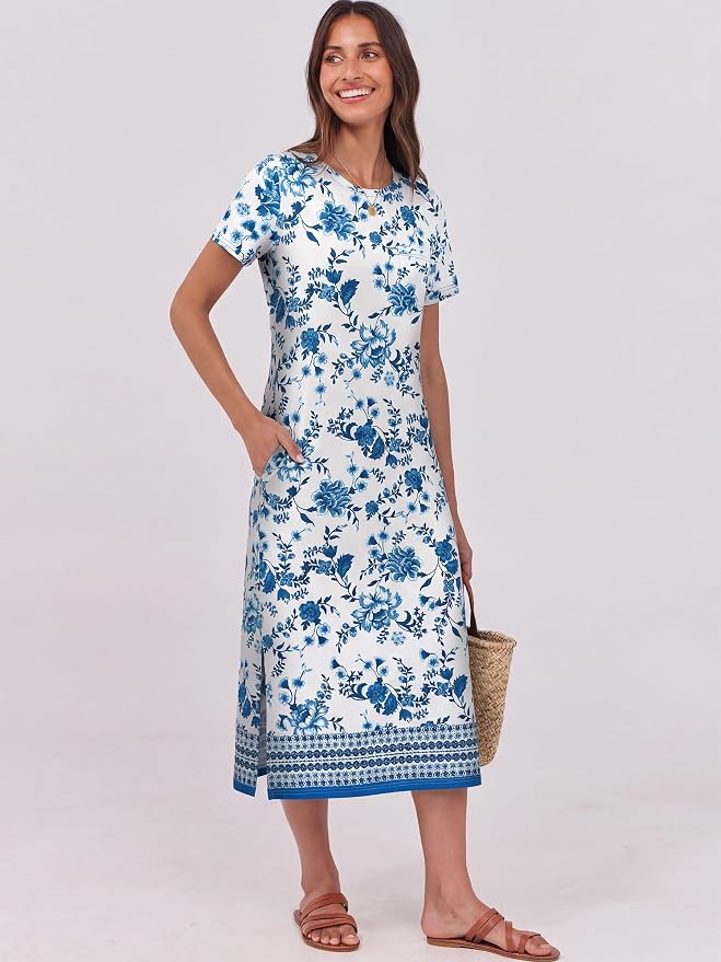 White Blue Floral