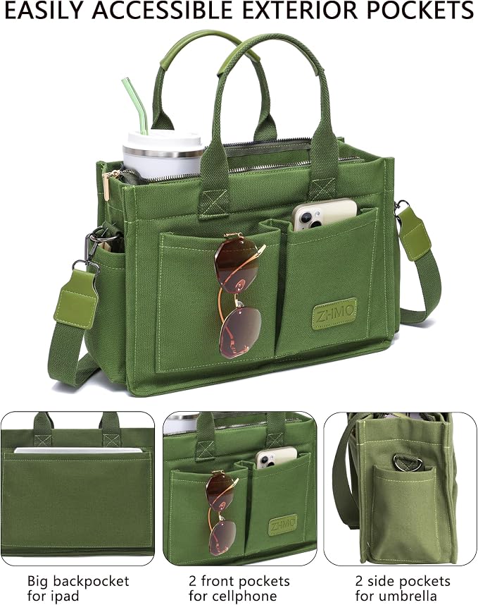 New Upgrade Army Green With Compartments and Side Cup Holders