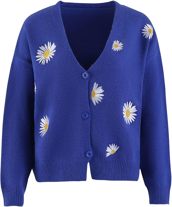 Daisy Floral Print Sweater Cardigan 04