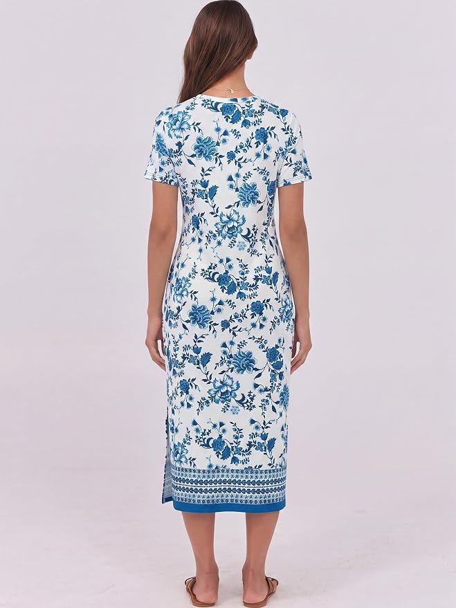 White Blue Floral