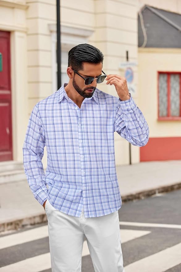Check-blue & White