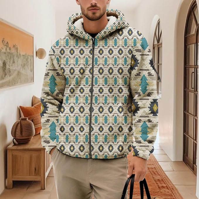 Mens Aztec Print Fleece Hoodie 07
