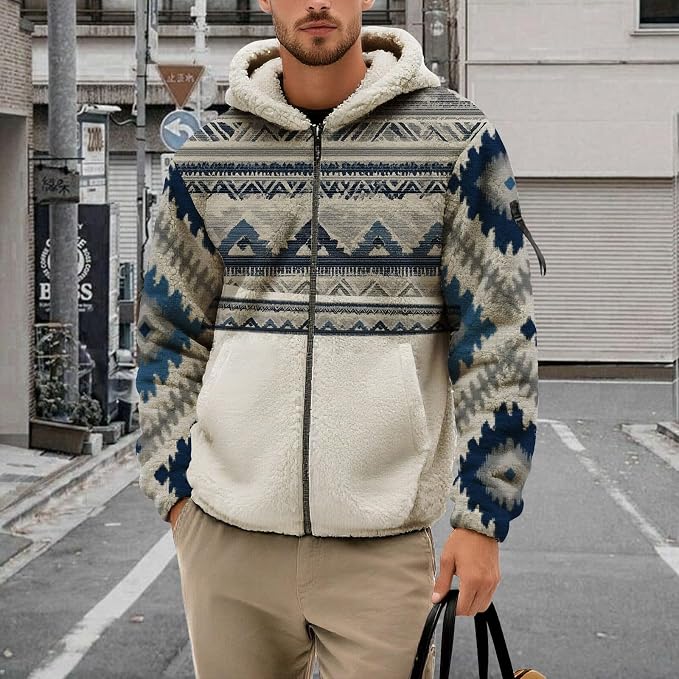 Mens Aztec Print Fleece Hoodie 18