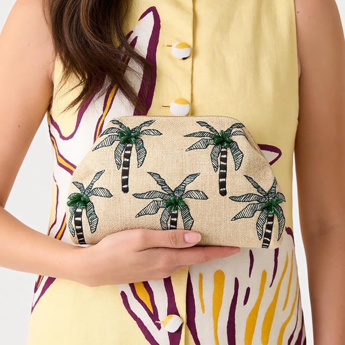 Linen Coconut Tree Embroidered