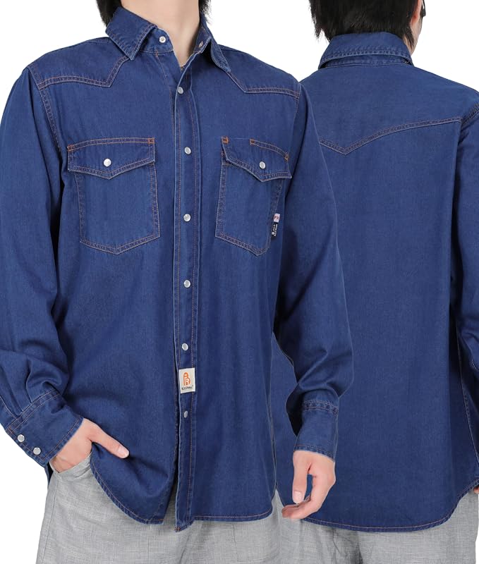 Pearl Snap Denim Dark Blue