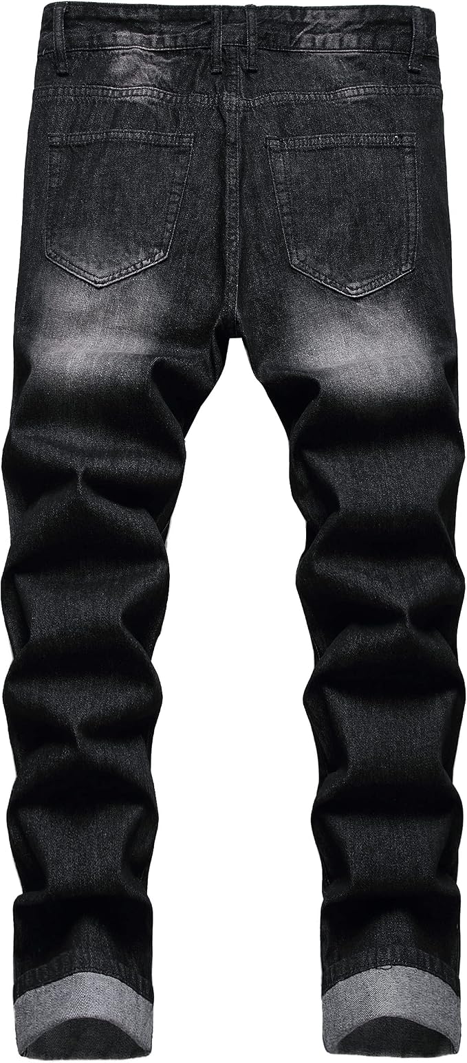 Black Ripped With White Patches