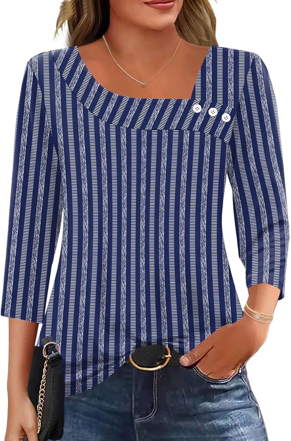 2-navy Blue-white Stripes