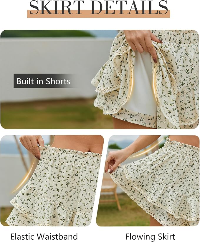 Cream Green Floral