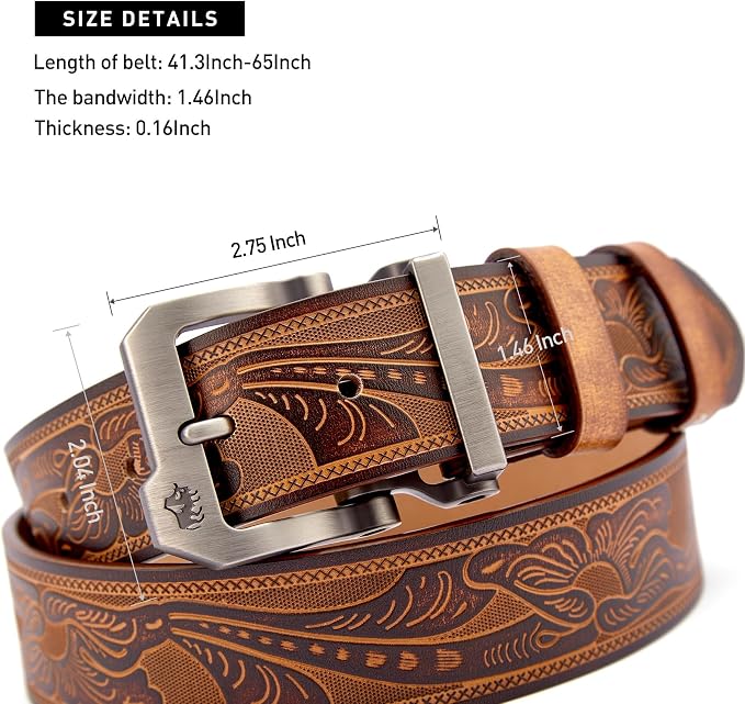 Silver Buckle+brown Printed Belt