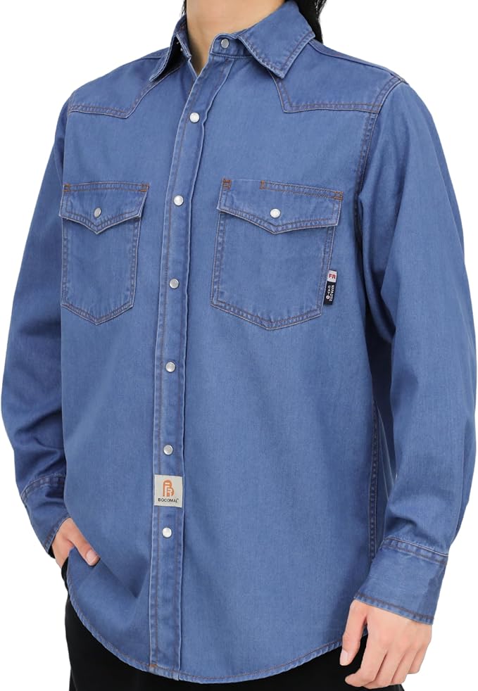 Pearl Snap Denim Light Blue