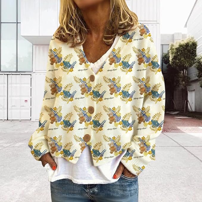Womens Loose V-neck Cropped Cardigan 05