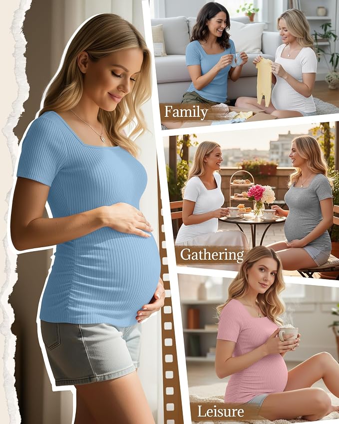 Heather Gray, White, Light Blue, Pink