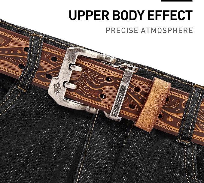 W-silver Buckle+brown Printed Belt