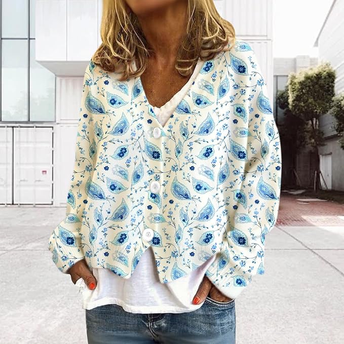 Womens Loose V-neck Cropped Cardigan 20