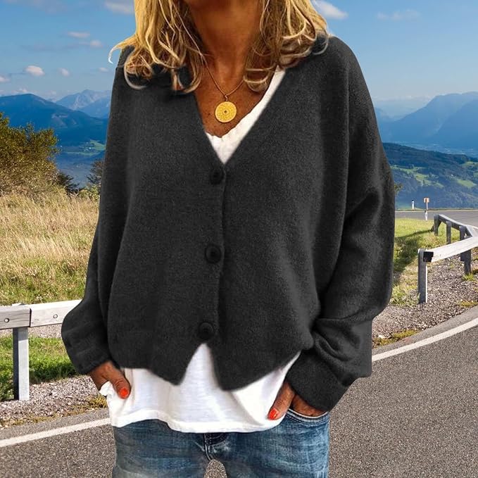 Womens Loose Cropped Sweater Cardigan 07