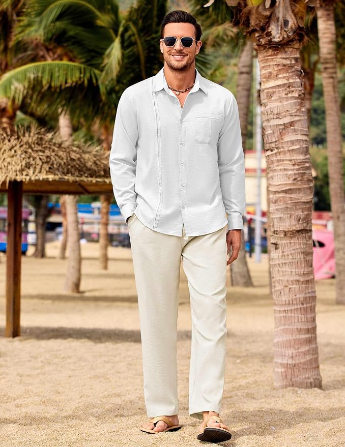 White Shirt/Beige Pants