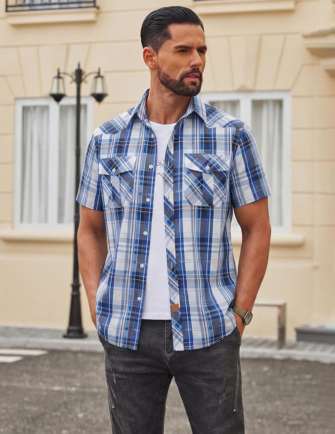 Blue,white,khaki Plaid