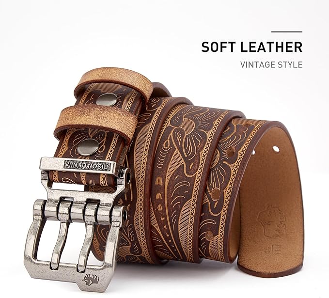W-silver Buckle+brown Printed Belt