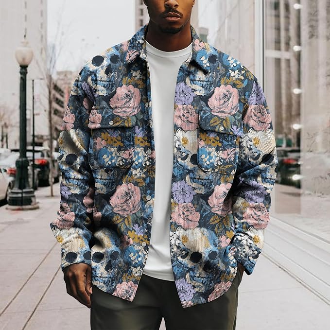 Skull Floral Pink Blue