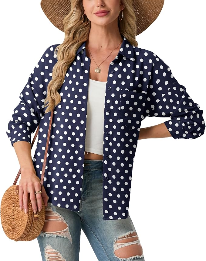 Navy O08 Polka Dot