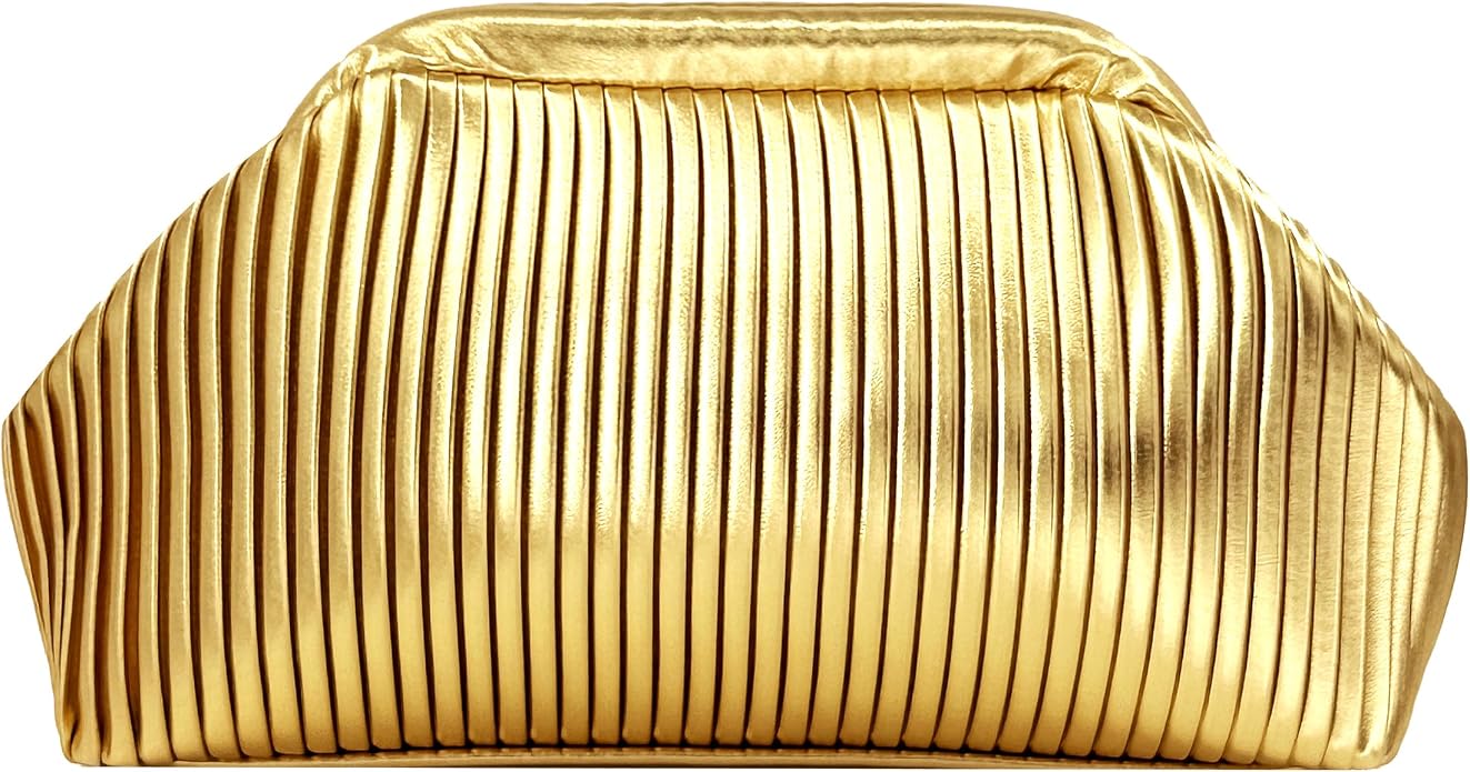 Gold Pleated Cloud Clutch