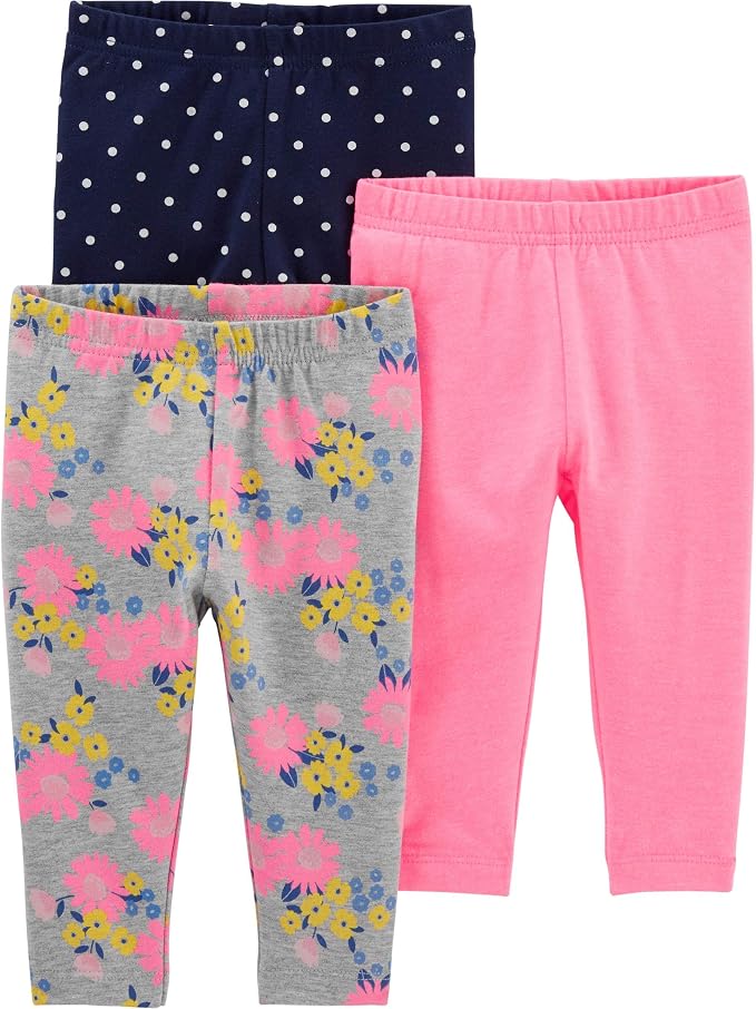 Grey Floral/Navy Dots/Pink Infant
