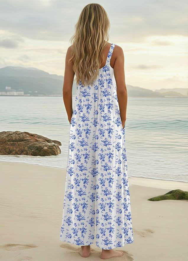 White Blue Floral