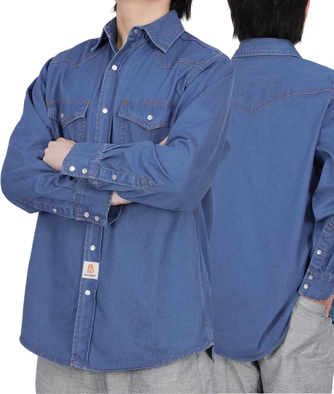 Pearl Snap Denim Light Blue