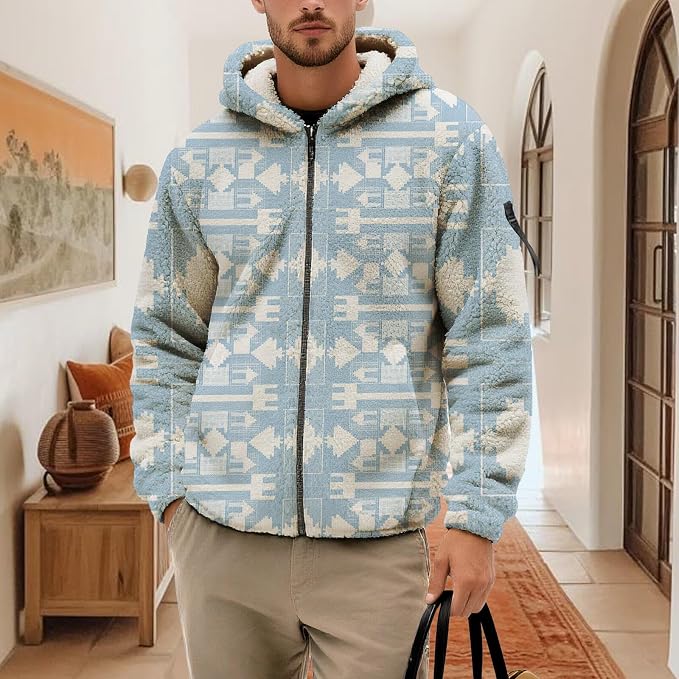 Mens Aztec Print Fleece Hoodie 16