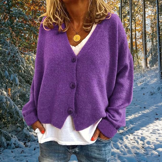 Womens Loose Cropped Sweater Cardigan 02