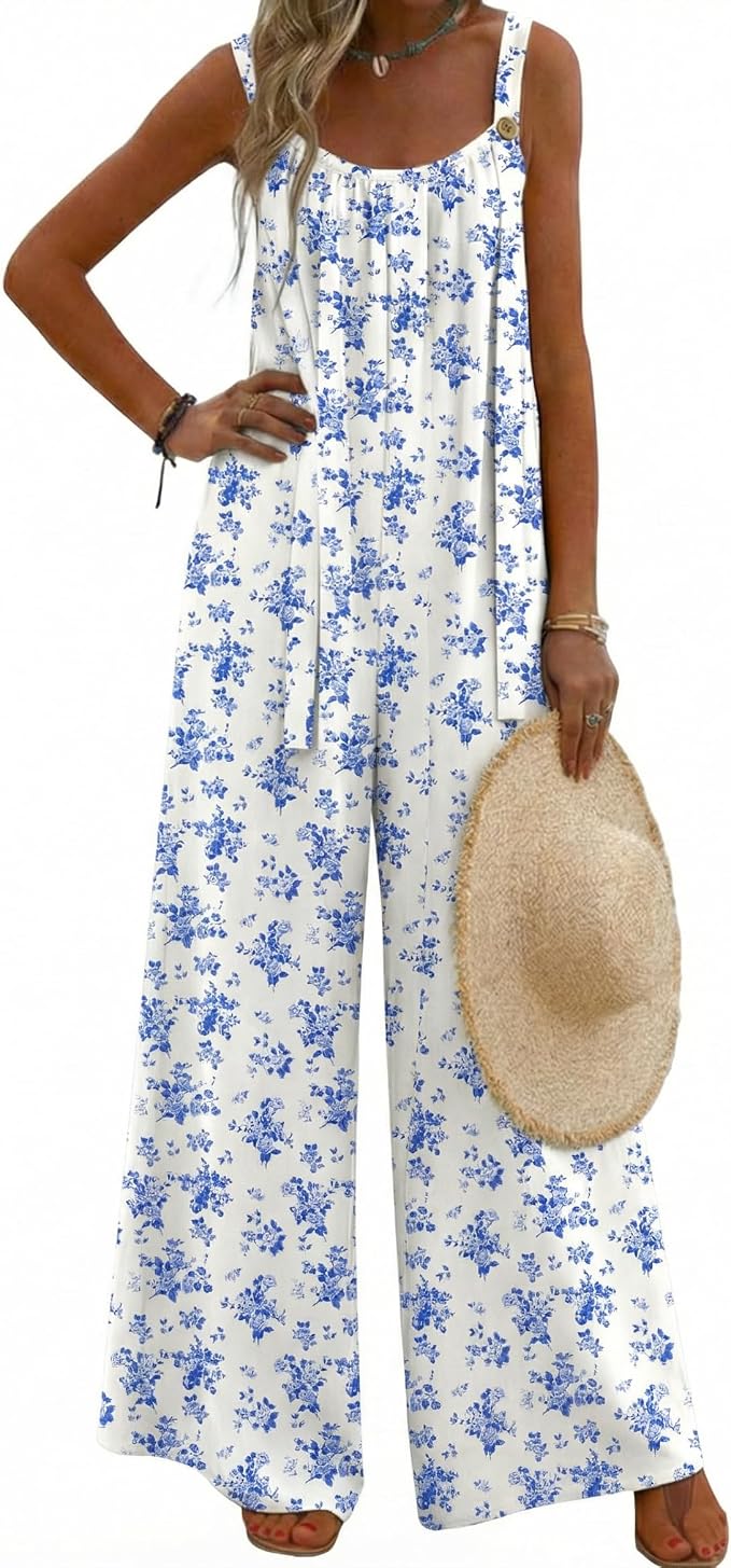 White Blue Floral