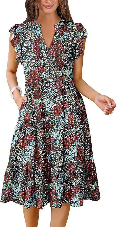 Blue Red Floral