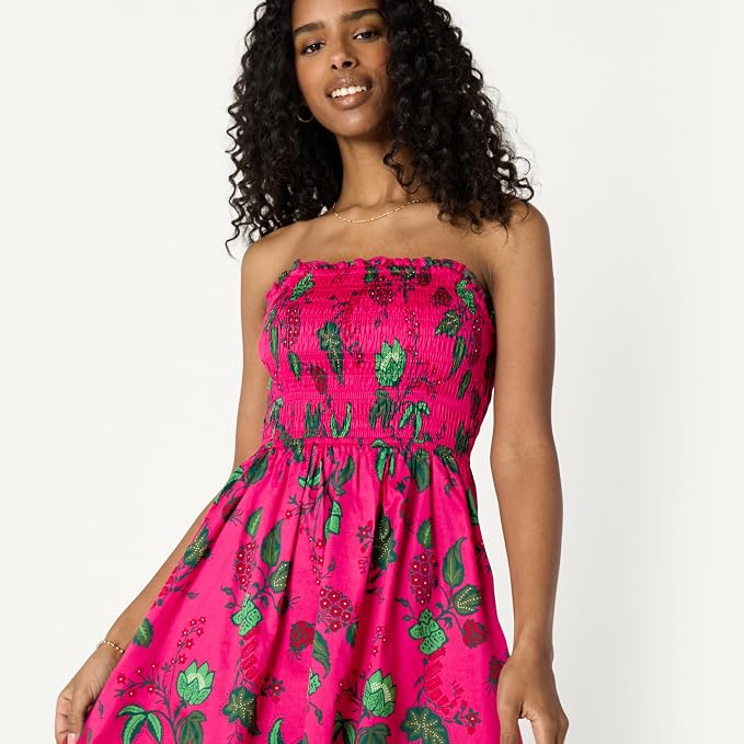 Hot Pink Red Leafy Floral