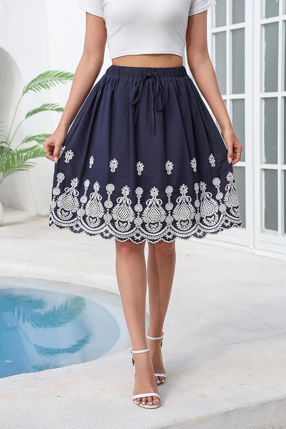 Navy With White Embroidery