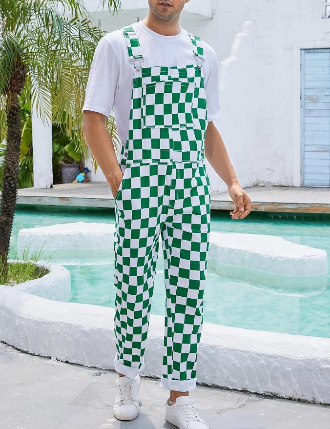 Overalls for Men - Green Checkered