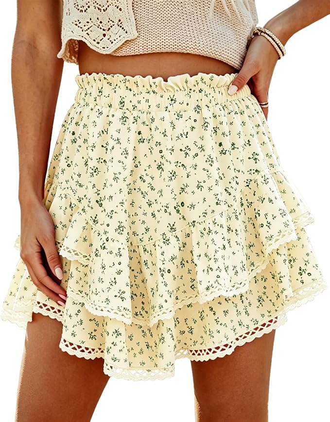 Cream Green Floral