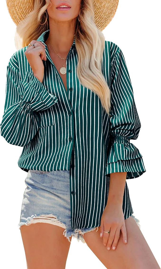 Green and White Striped