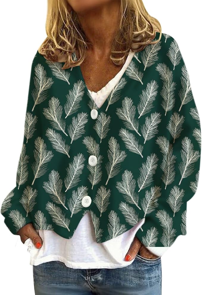 Womens Loose V-neck Cropped Cardigan 02