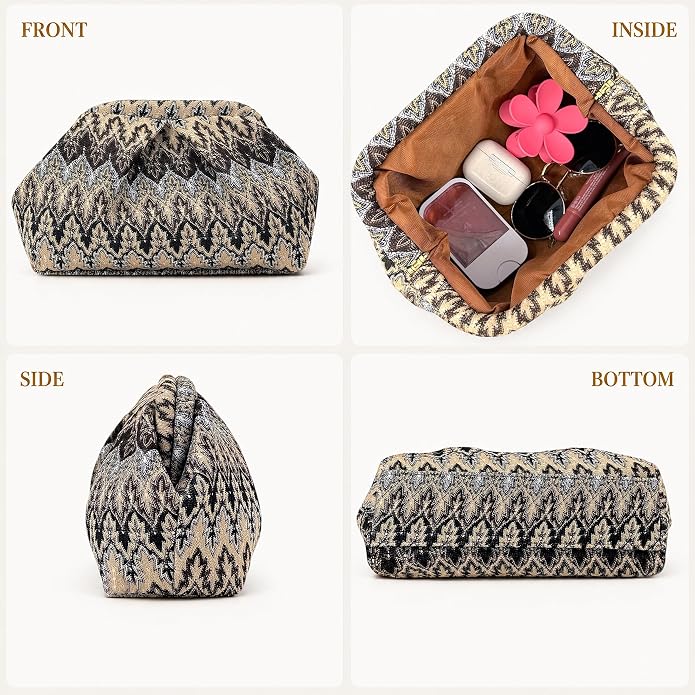 Black Khaki Moroccan Cloud Clutch