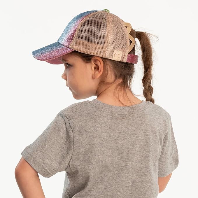 A Elastic Band-ombre Sparkle Glitter Pink-kids