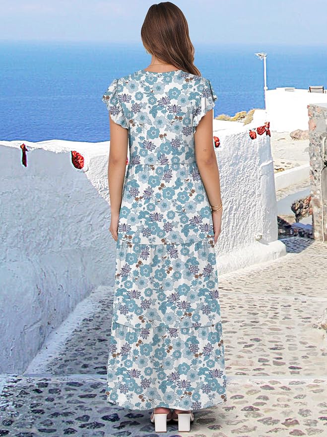 White Blue Floral